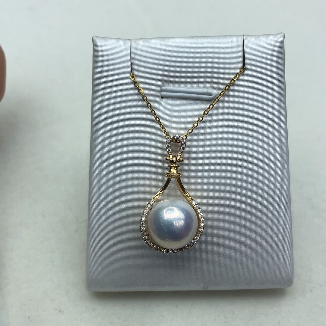 淡水珍珠吊坠(赠链)银S925镶嵌