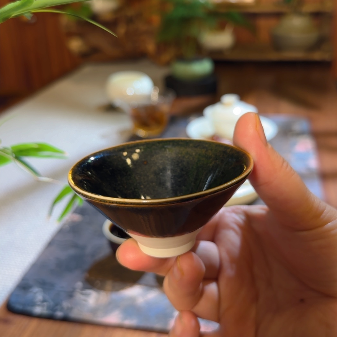 微澜定瓷 黑定斗笠盏