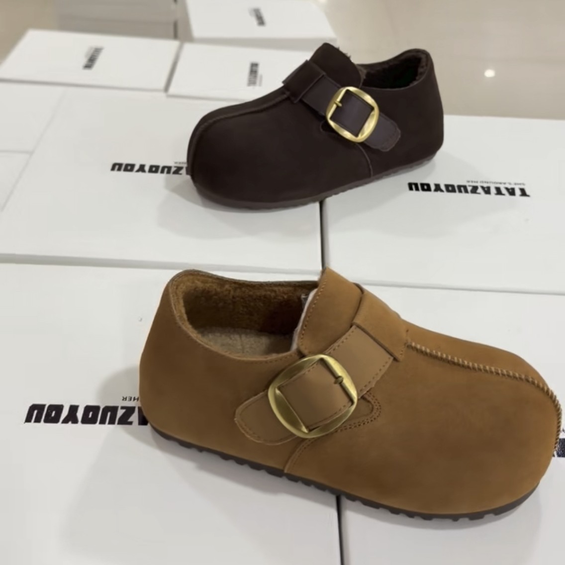 诗涵家 真皮加绒土豆博肯单鞋90-78