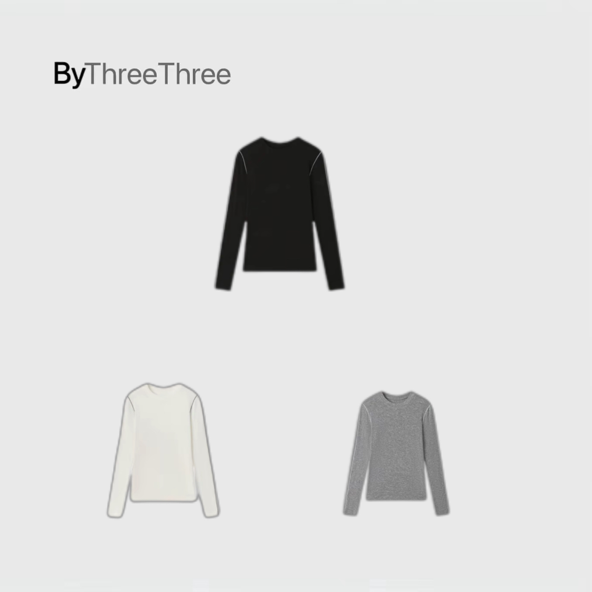 【LiuSanSan】新款莱赛尔绵羊毛撞线设计内里磨毛加绒秋冬长袖T恤