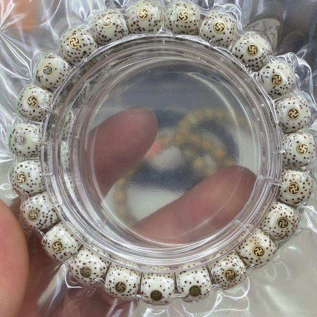 星月菩提手串53傲视原脂白星月菩提单圈万字1.0