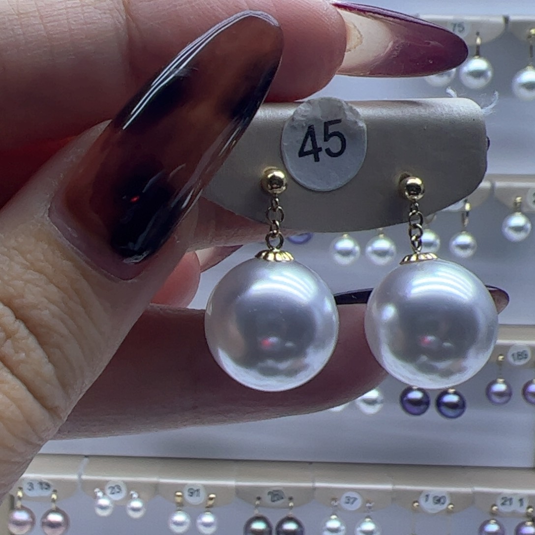 淡水珍珠耳饰18K金镶嵌