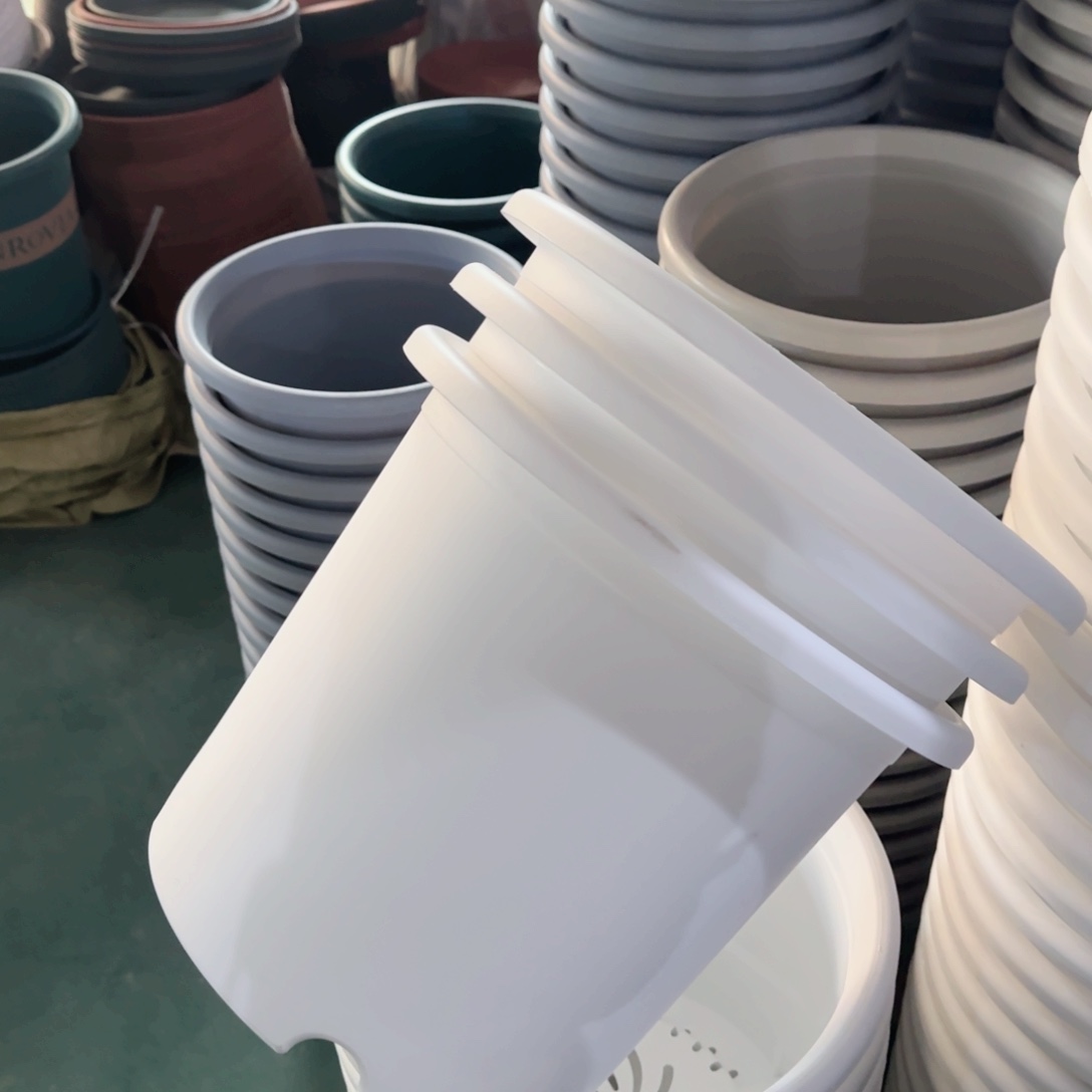 树脂四季盆6#无拖纯白5