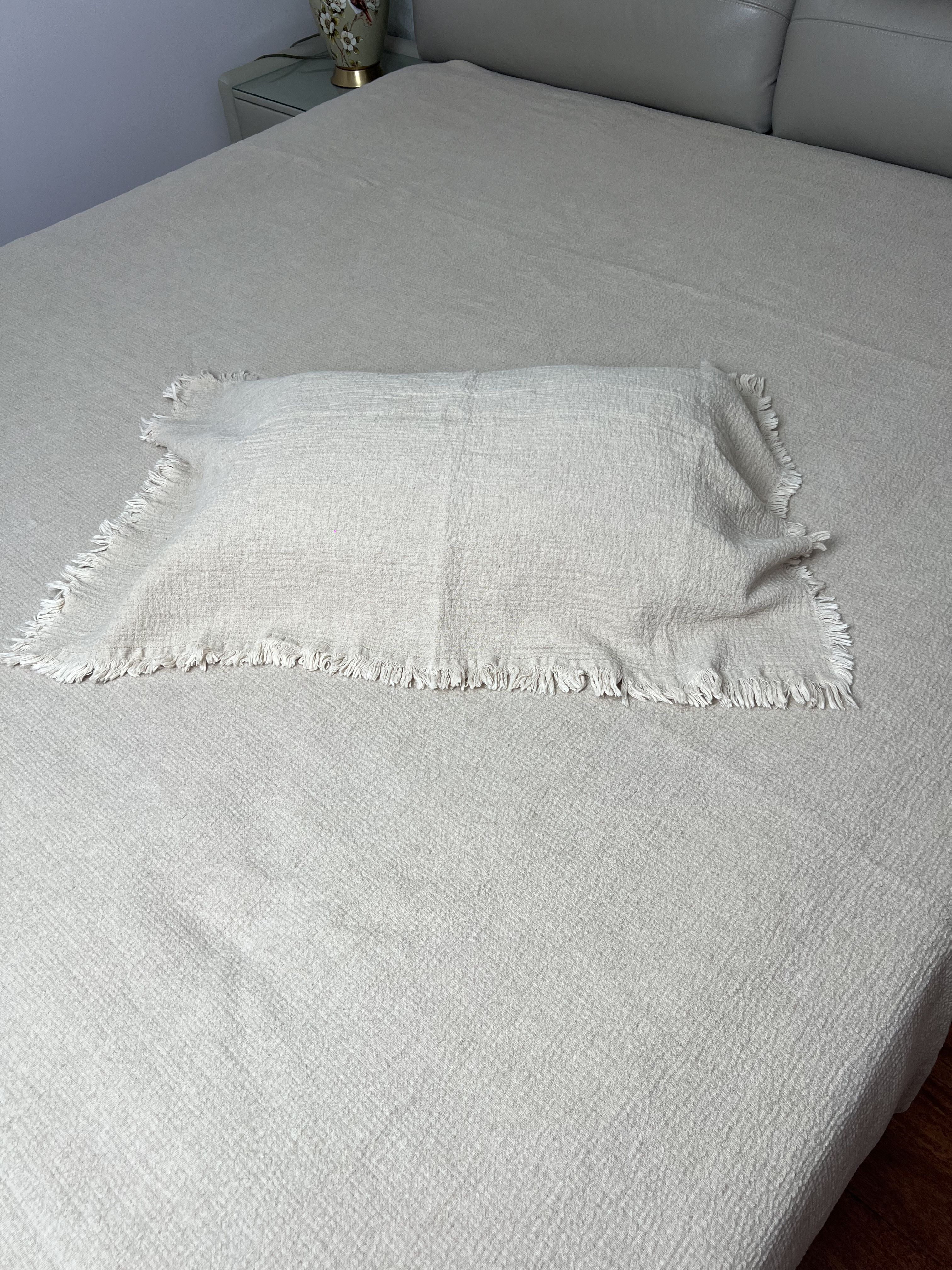 【汉麻流苏枕巾】汉麻简约抗菌透气流苏枕巾一对