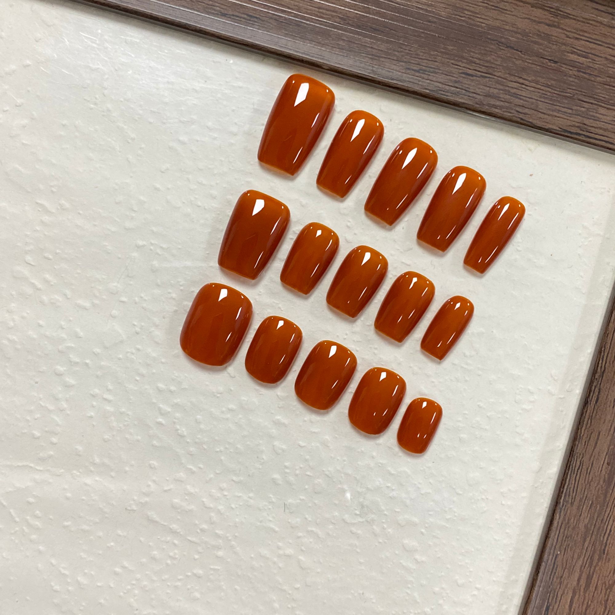 ZY【透感设计-巴黎早秋】纯色高品质显白中短款纯手工美甲穿戴甲片