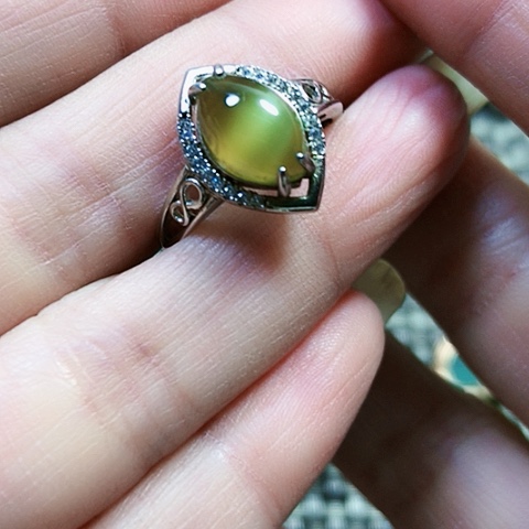 和田玉银S925镶嵌戒指