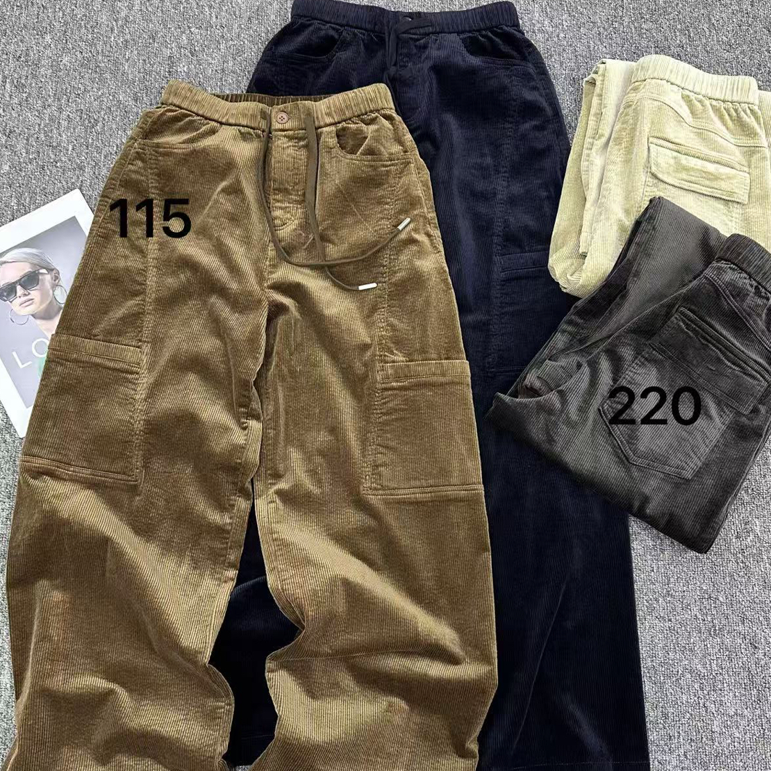 6770-弹力灯芯绒小直筒弯刀裤
