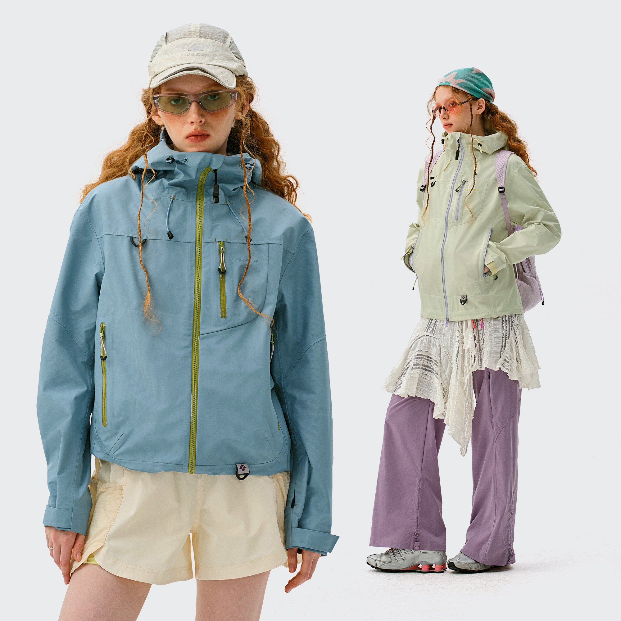 Monterest瞬时山野空山雨户外C6防泼水登山夹克压胶外套冲锋衣女