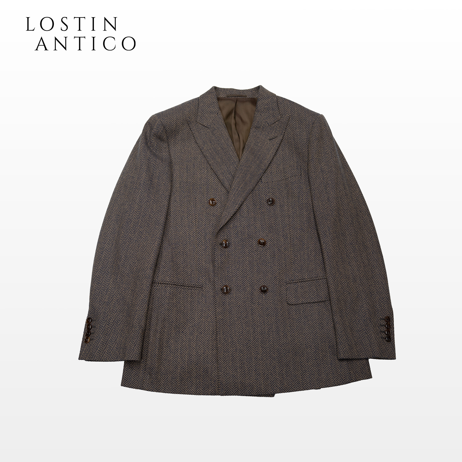 （50码）意式Piacenza戗驳领双排扣驼色鱼骨纹幼骆驼毛休闲单西西装