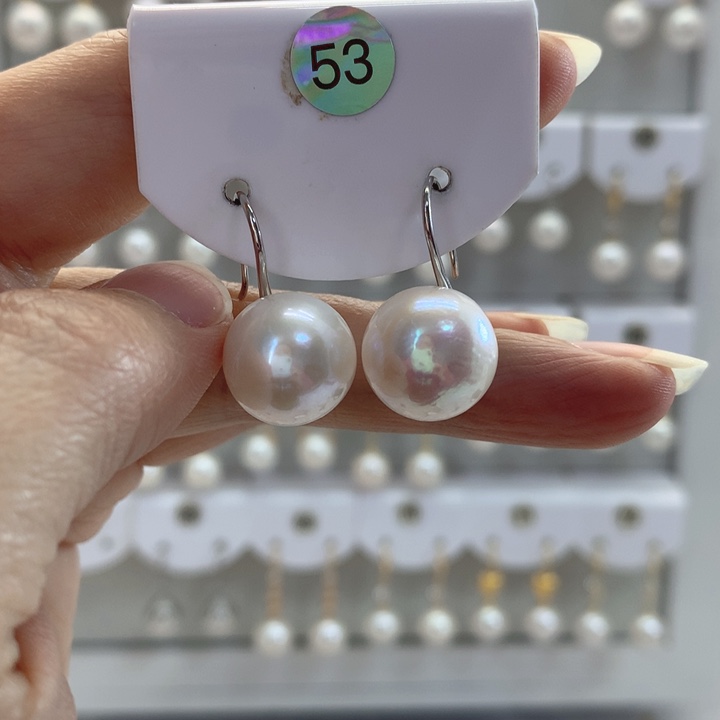 淡水珍珠耳饰银S925镶嵌