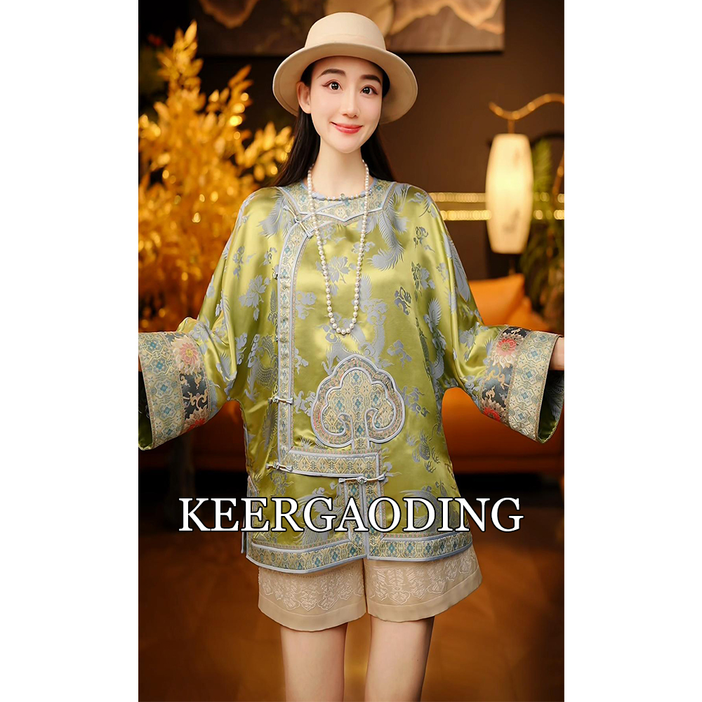【可儿•高定】高端新中式设计师款桑蚕丝老缎太太服上衣WJ-6742