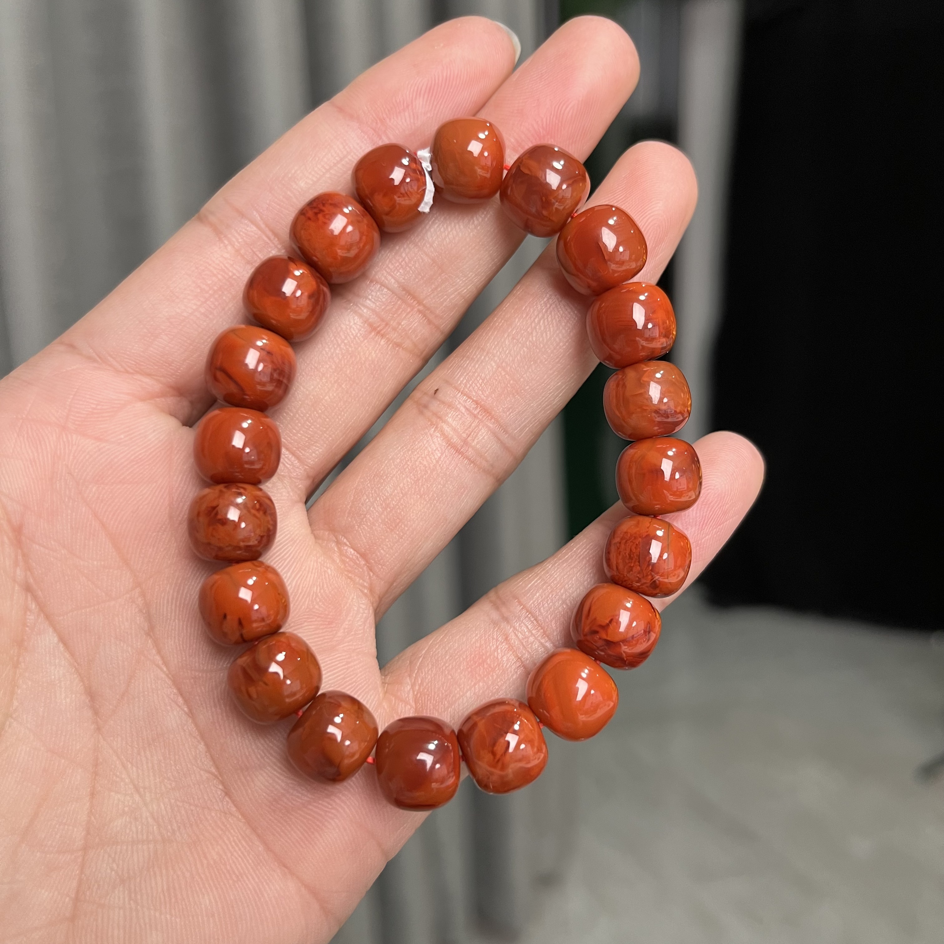 火焰纹南红玛瑙老型珠单圈11mm