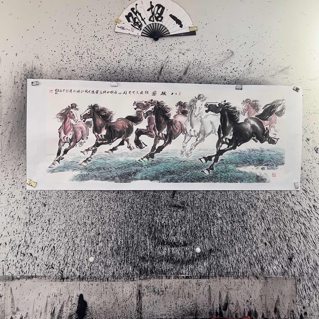国画小六尺八骏图吴风之