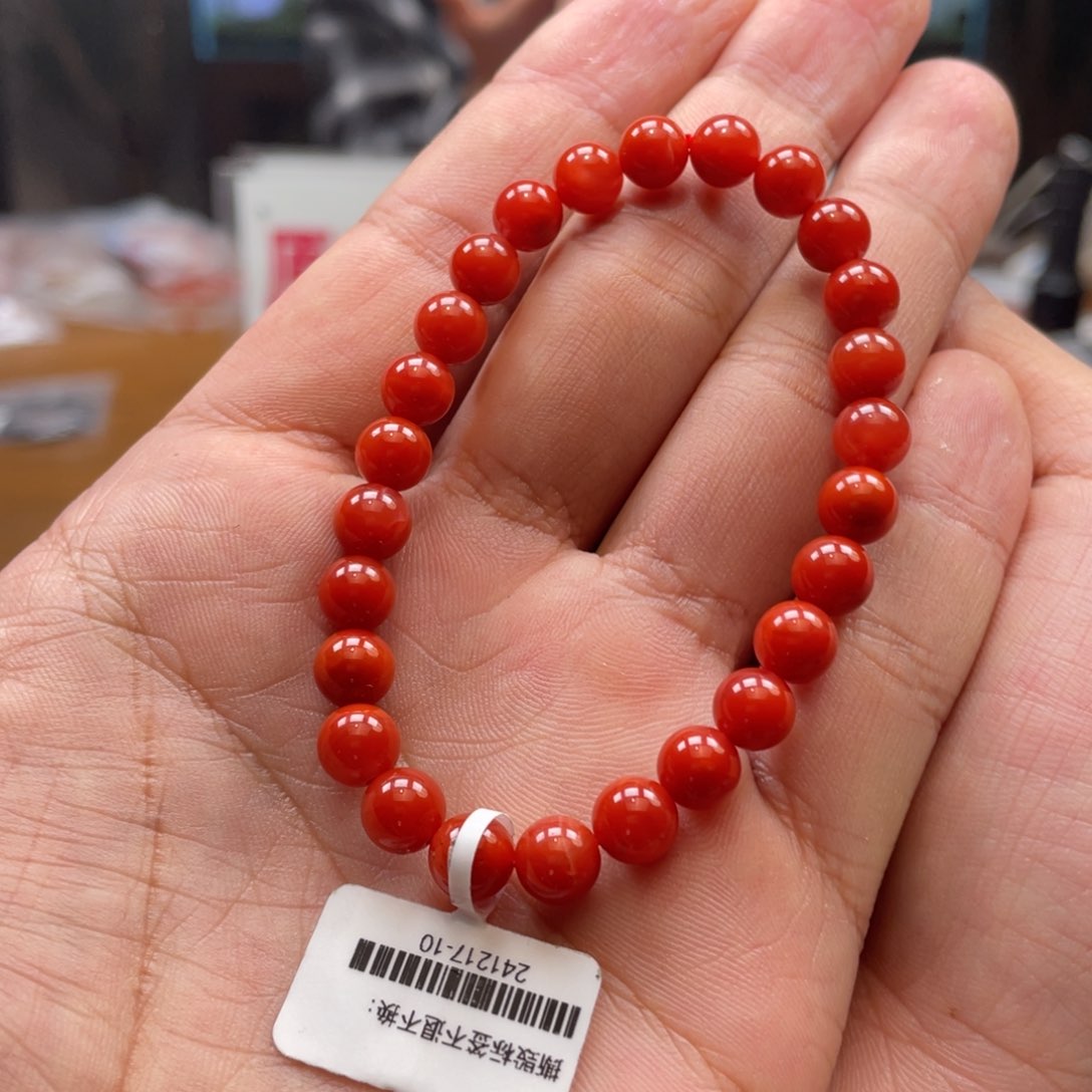 南红玛瑙单圈未镶嵌灿***子7mm➕九口火焰纹柿子锦