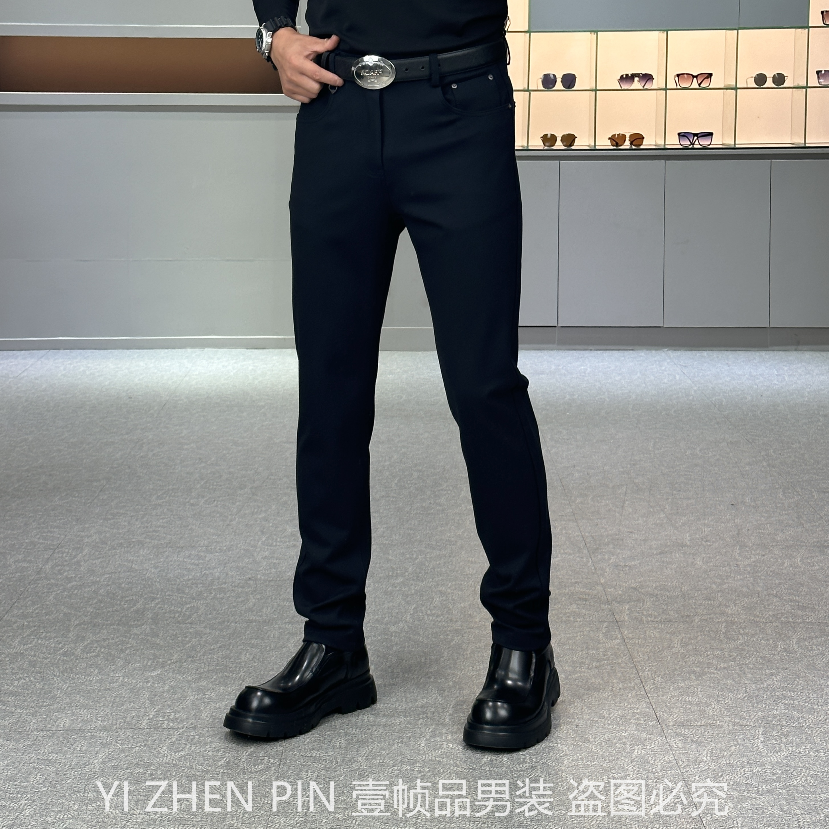 【壹帧品】高端休闲牛仔款高品质秋冬修身显瘦显腿长高弹男士裤子