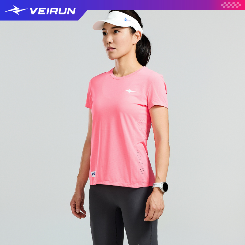 硬核威量运动短袖T恤女专业马拉松跑步透气夏季训练健身速干衣