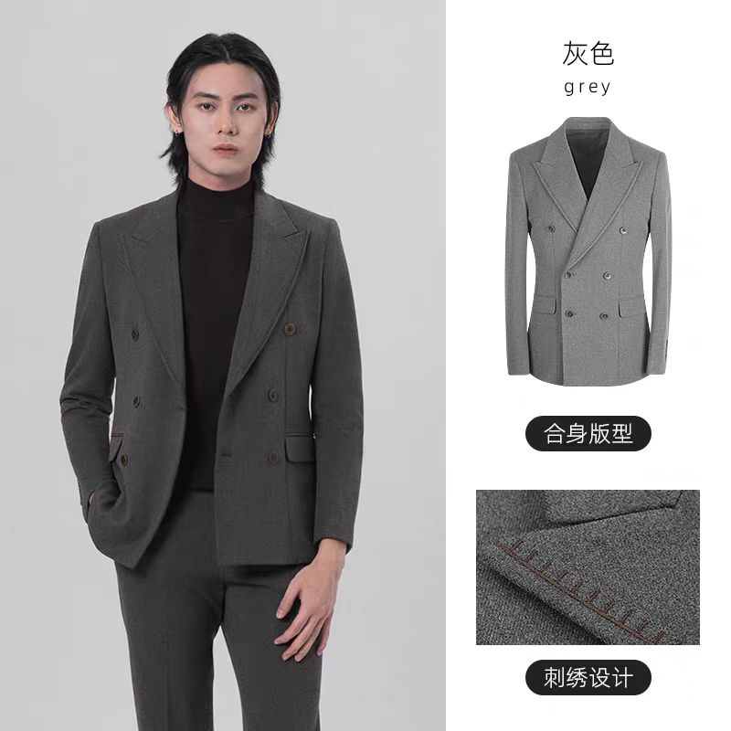 GDZS格度佐致品牌男装-秋冬新款高级灰双排扣西服套装PABBA3088