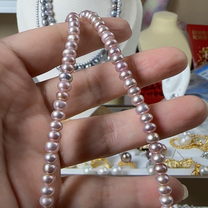 淡水珍珠粉紫色巴洛克有正常生长纹未镶嵌