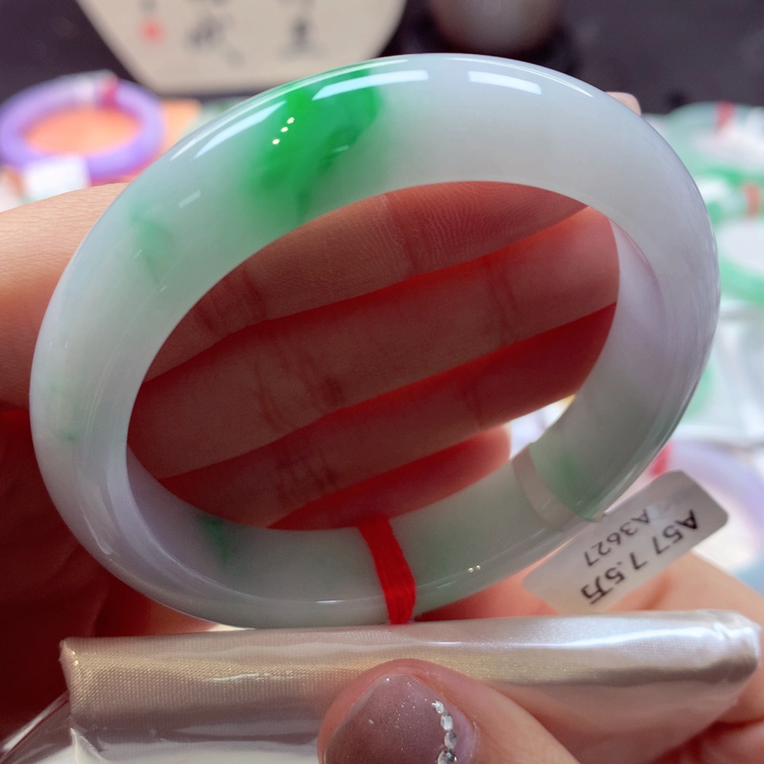 翡翠手镯未镶嵌22正圈77（阳春白雪强推款）