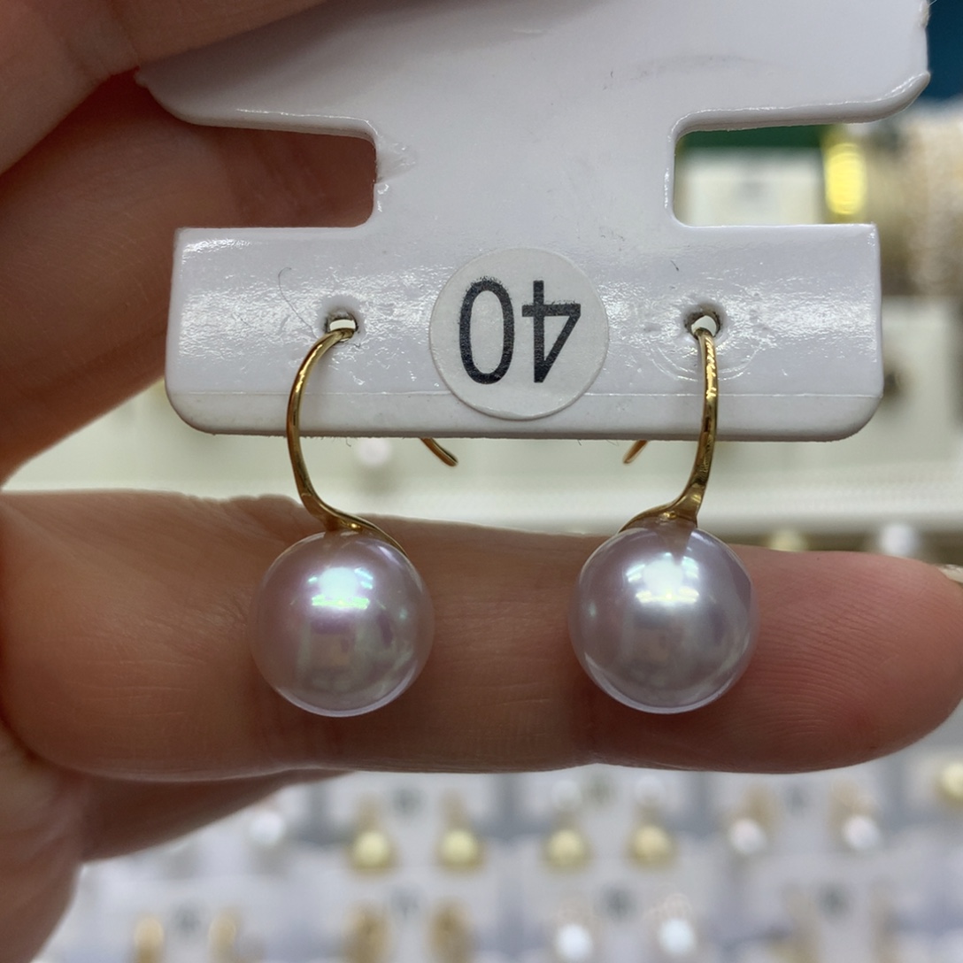 18K金镶嵌淡水珍珠耳饰