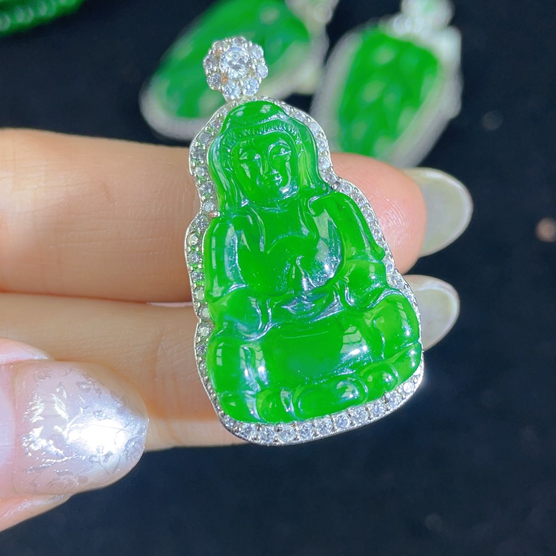 翡翠吊坠(不含链)银S925镶嵌