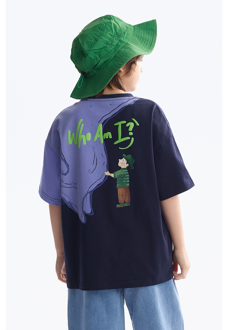 儿童拼色漫画印花短袖