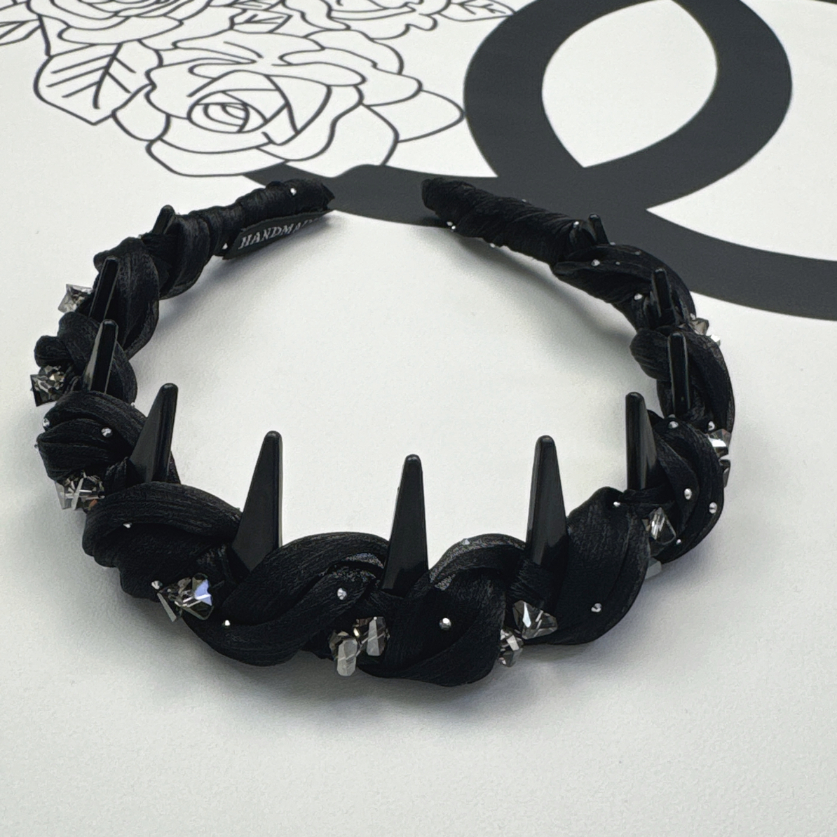 满天星发箍欧根纱轻奢气质休闲风手工缝制黑色网红百搭编织简约