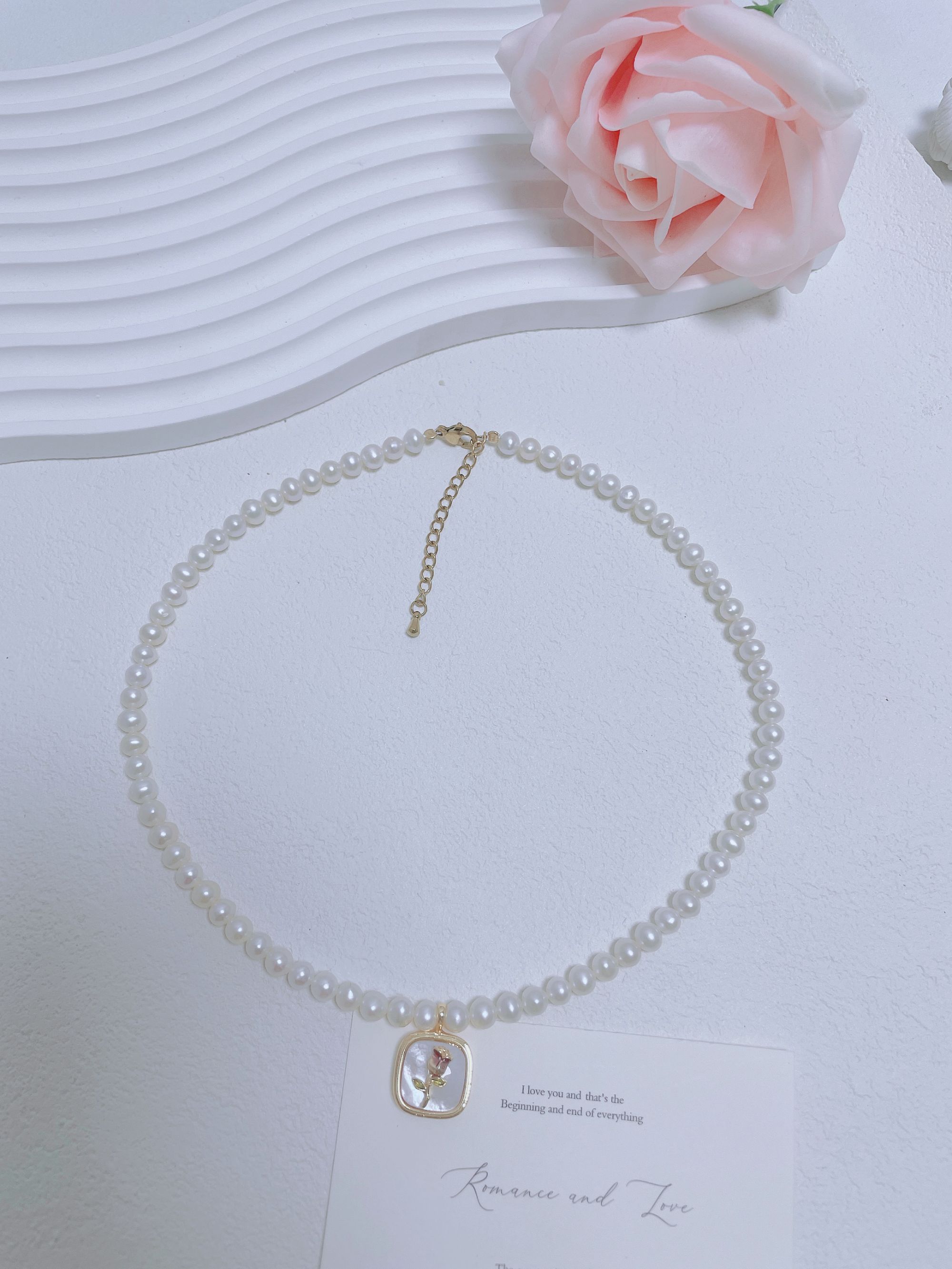 天然淡水珍珠A611#5-6M设计花朵项链