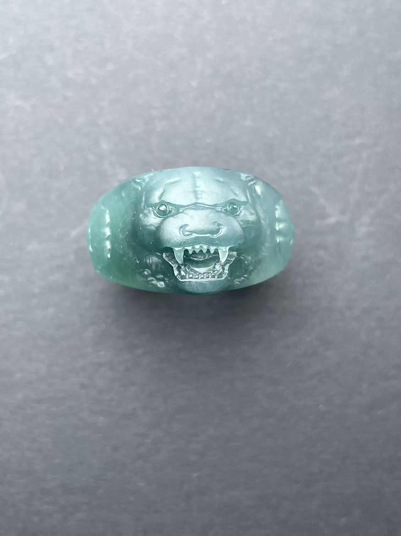 天然翡翠A货老虎头戒子指环戒圈扳指