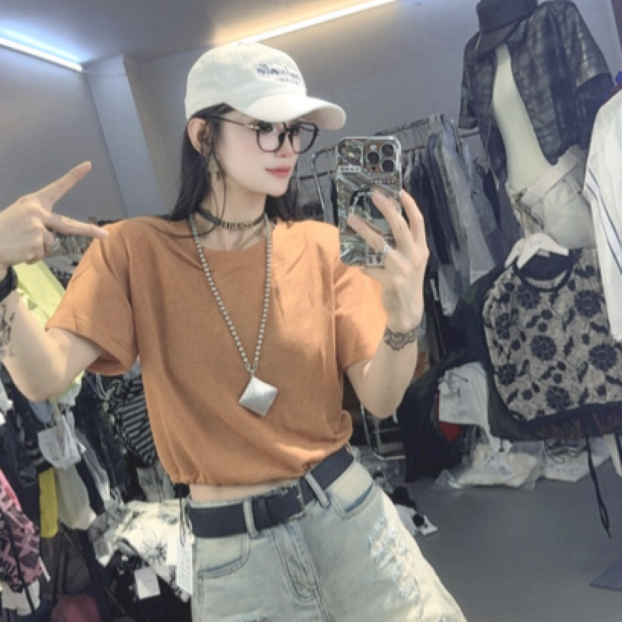 【C度笑笑力推】58101新品时尚小众美学系列短款T恤衫