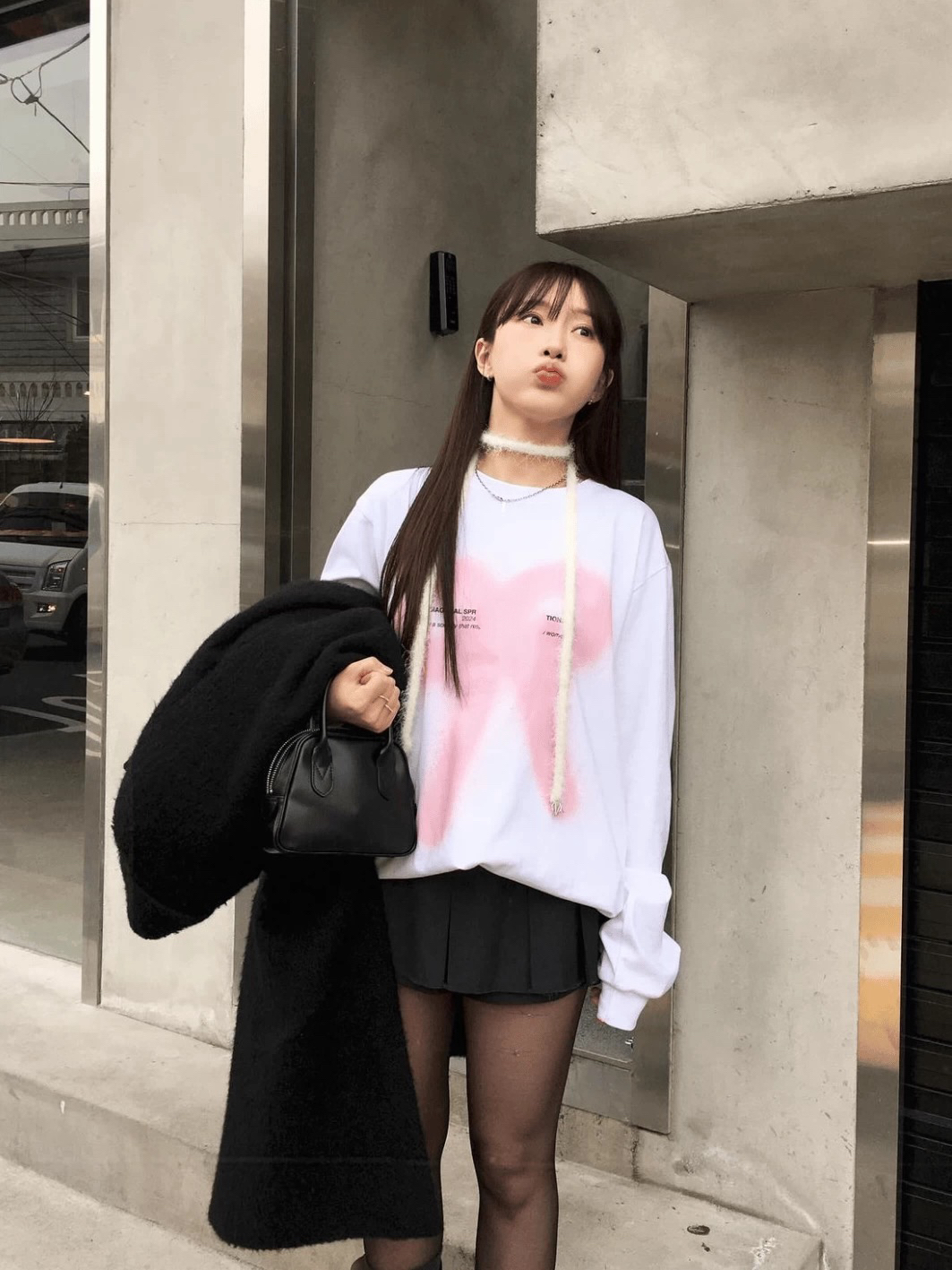 【2588】佰#白色休闲百搭圆领宽松卫衣