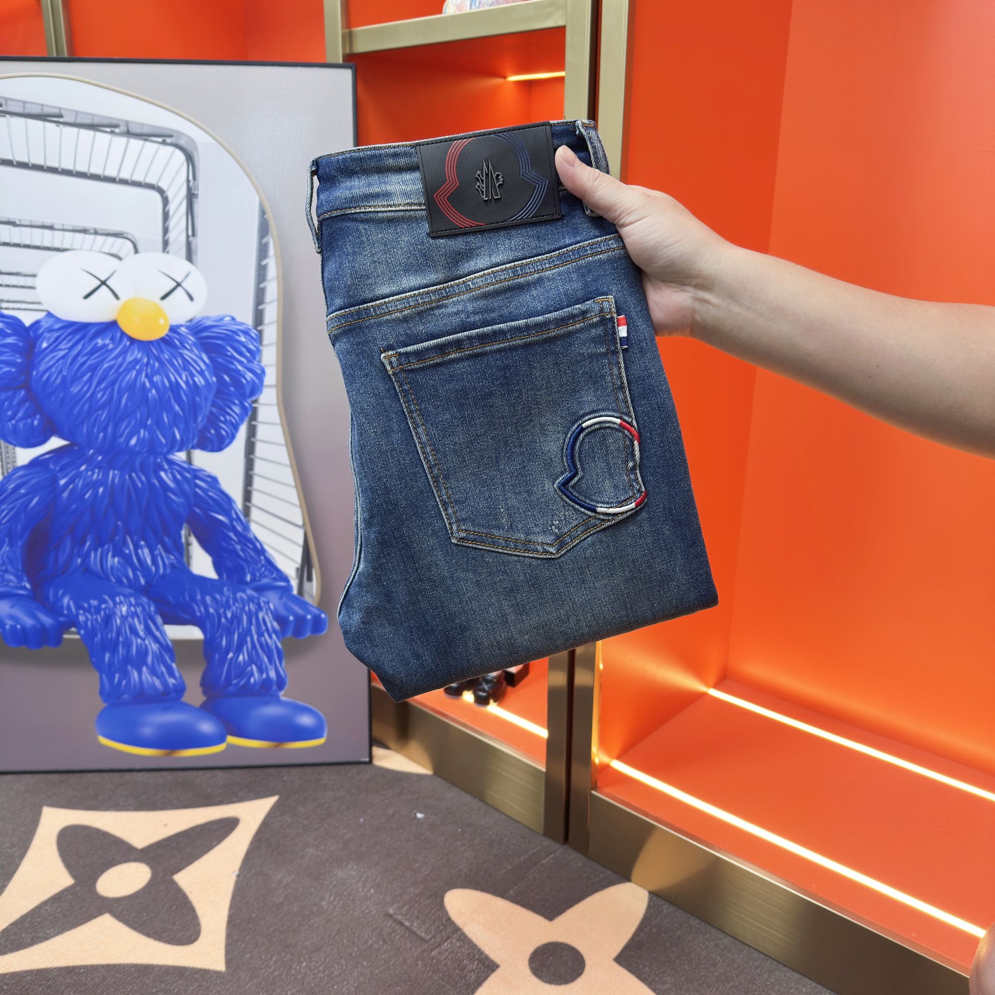 【MS欧品】轻奢百搭水洗蓝色牛仔裤秋冬款弹力舒适轻奢男士休闲长裤