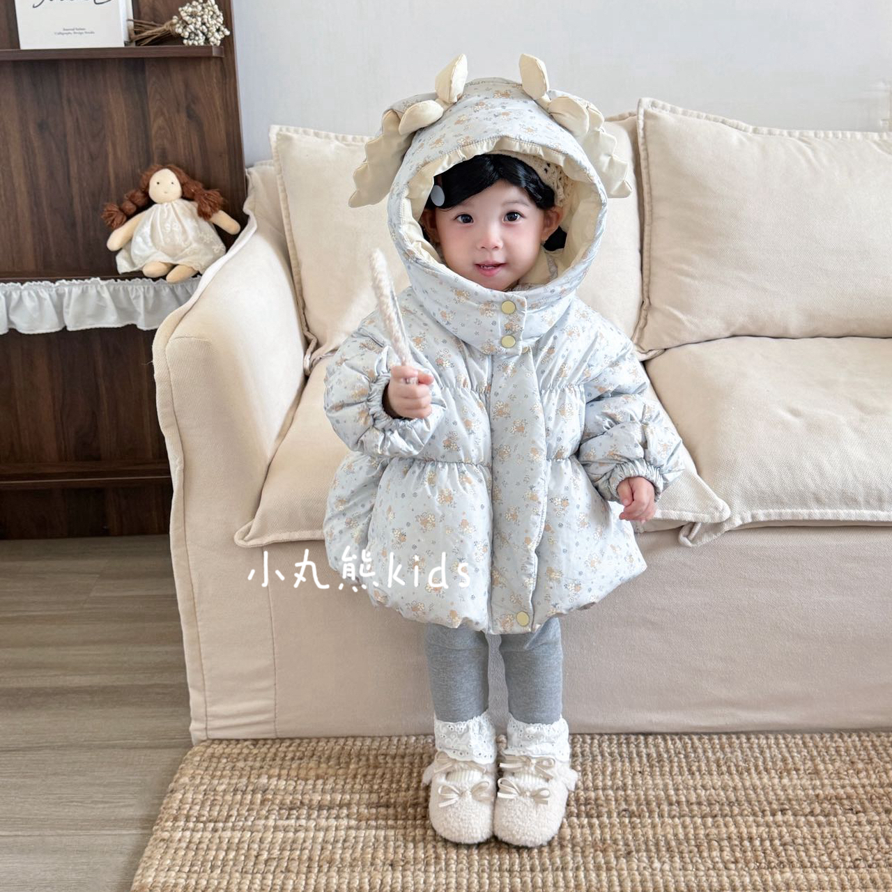 【现货当天发】暖兔兔！韩系女童新款棉服外套加厚过冬碎花零下穿