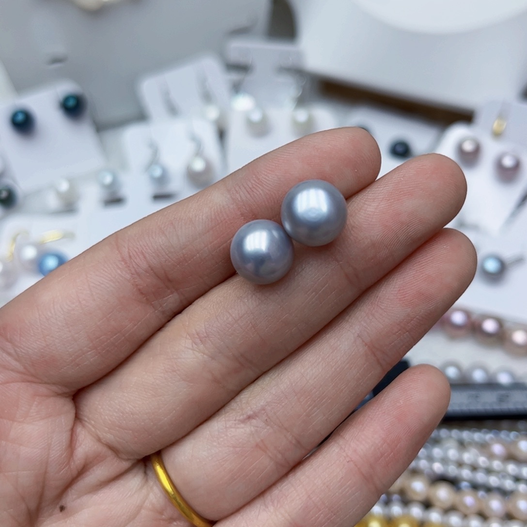 淡水珍珠耳饰银S925镶嵌