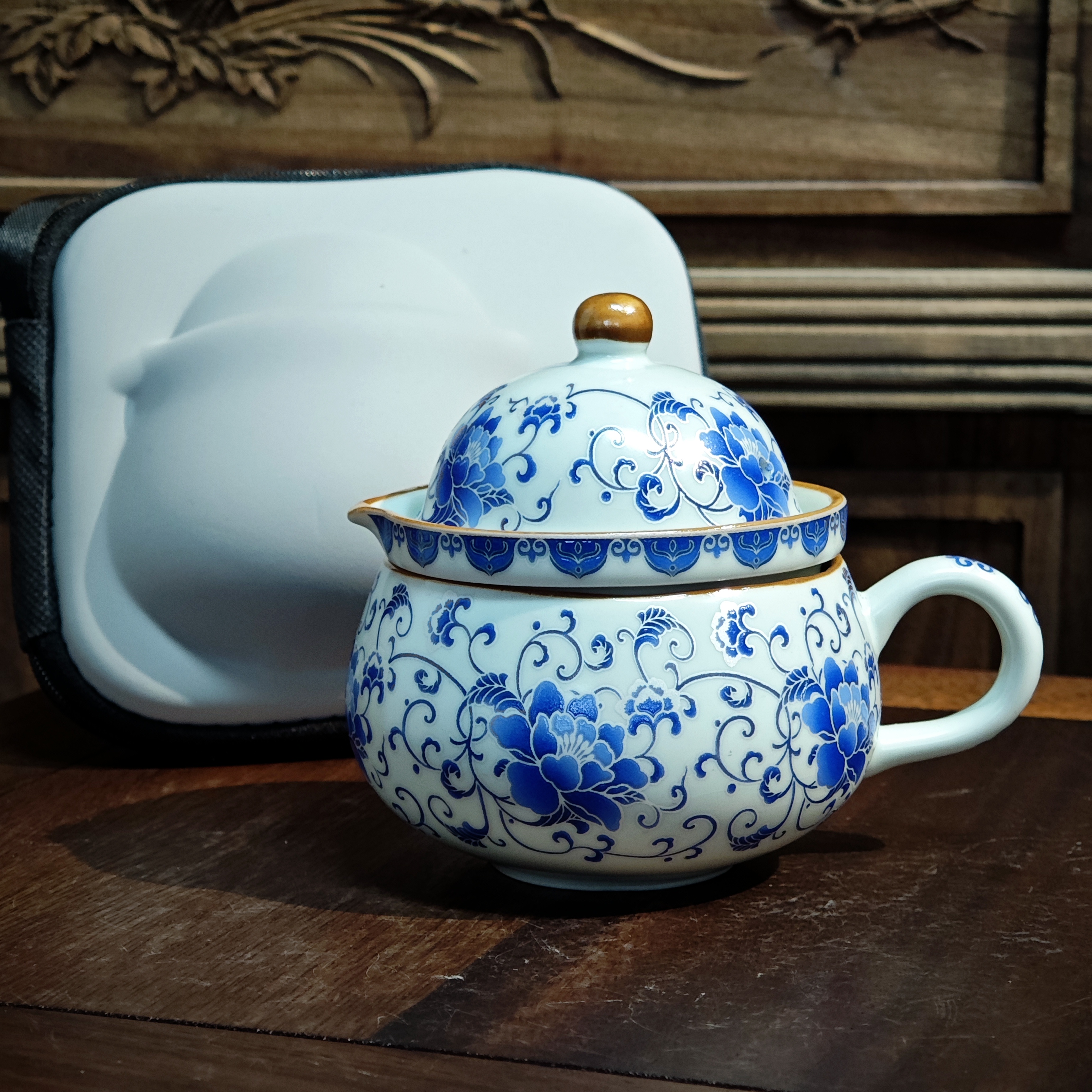 【闪购链接】A-0231 掐银青缠枝莲-一人饮 是