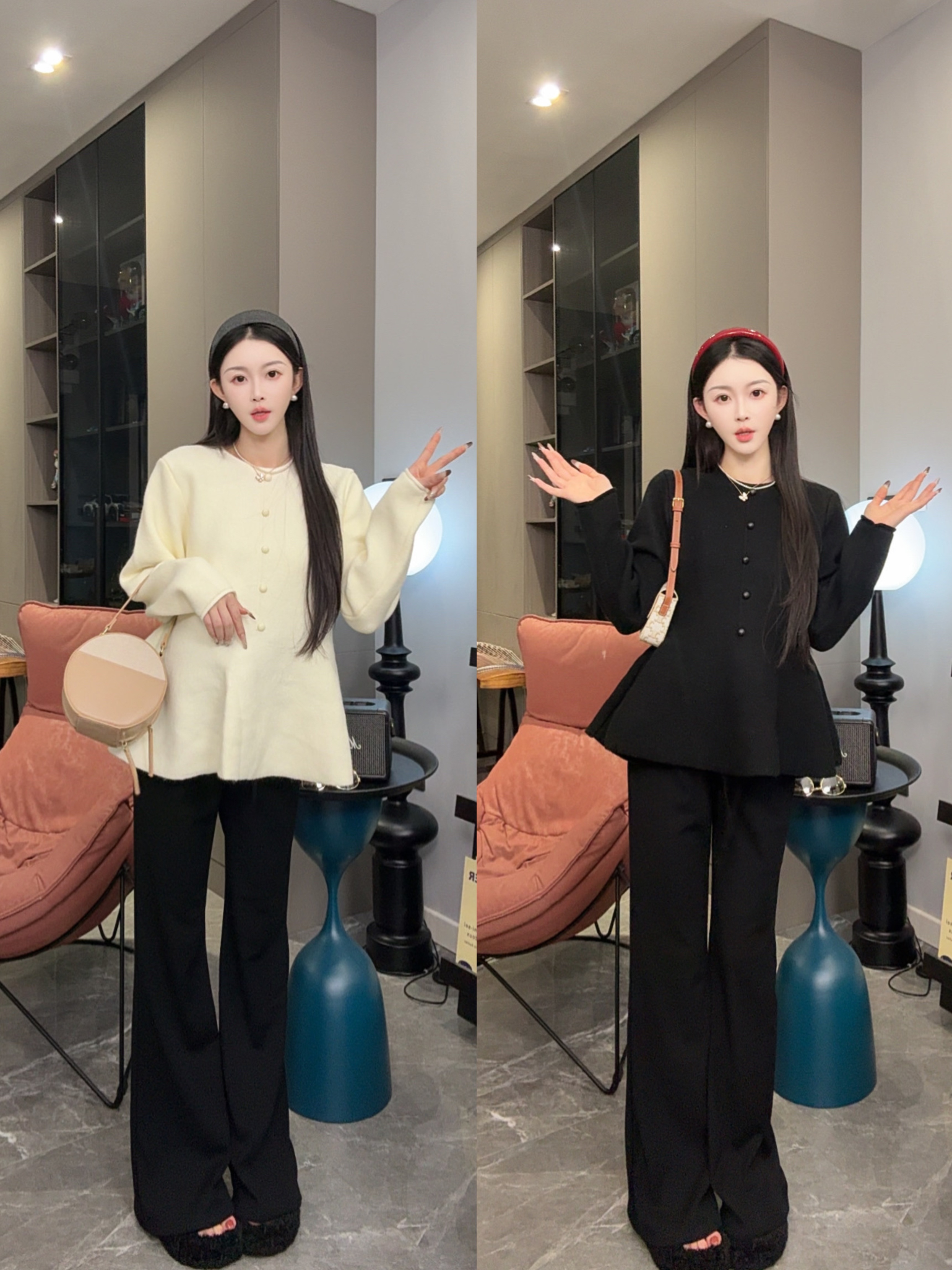 孕妇装秋冬装时尚小香风千金风休闲套装法式针织毛衣遮肚子套装女