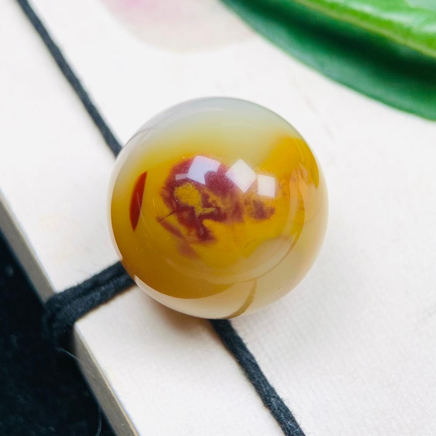 天然老矿盐源玛瑙包浆俏色光珠单颗挂件手工精雕约16mm+上下
