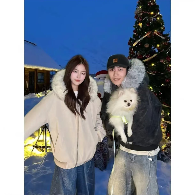 【冬季新款】大理石座山雕外套大毛领座山雕棉服