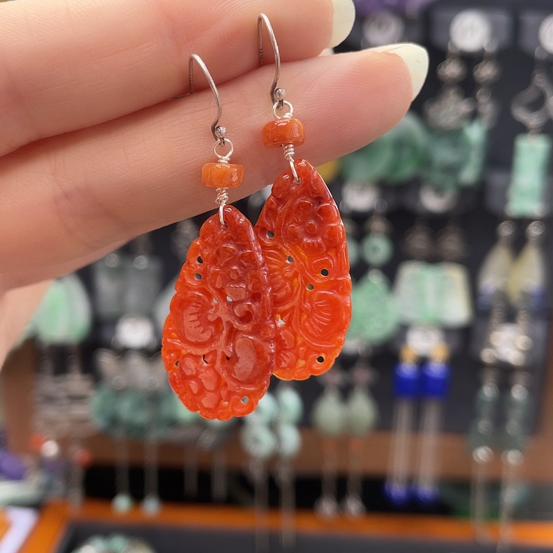 翡翠耳饰银S925镶嵌690gjmjhhh