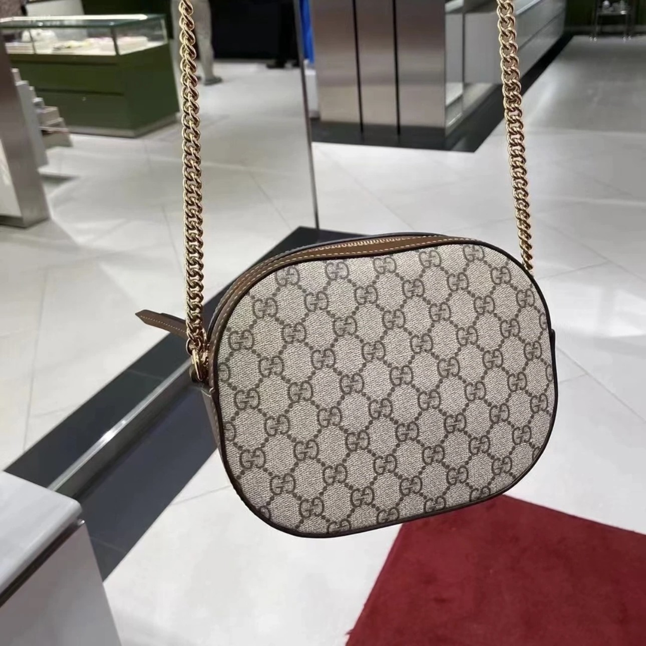 95新 GUCCI/古驰 /老花/相机包/斜挎链条包