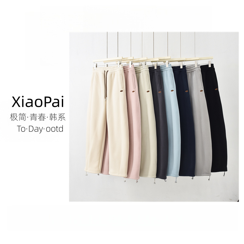 XIAOPAI-[防风加绒]2025年秋冬新款加绒保暖拼接休闲裤K-MF6952