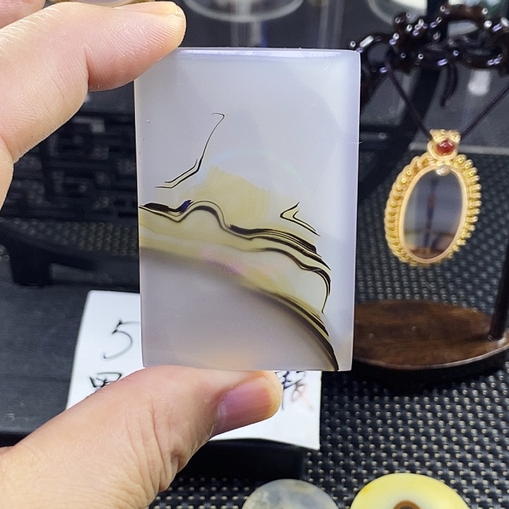 合成碳硅石非金属时尚图纹画面石饰品