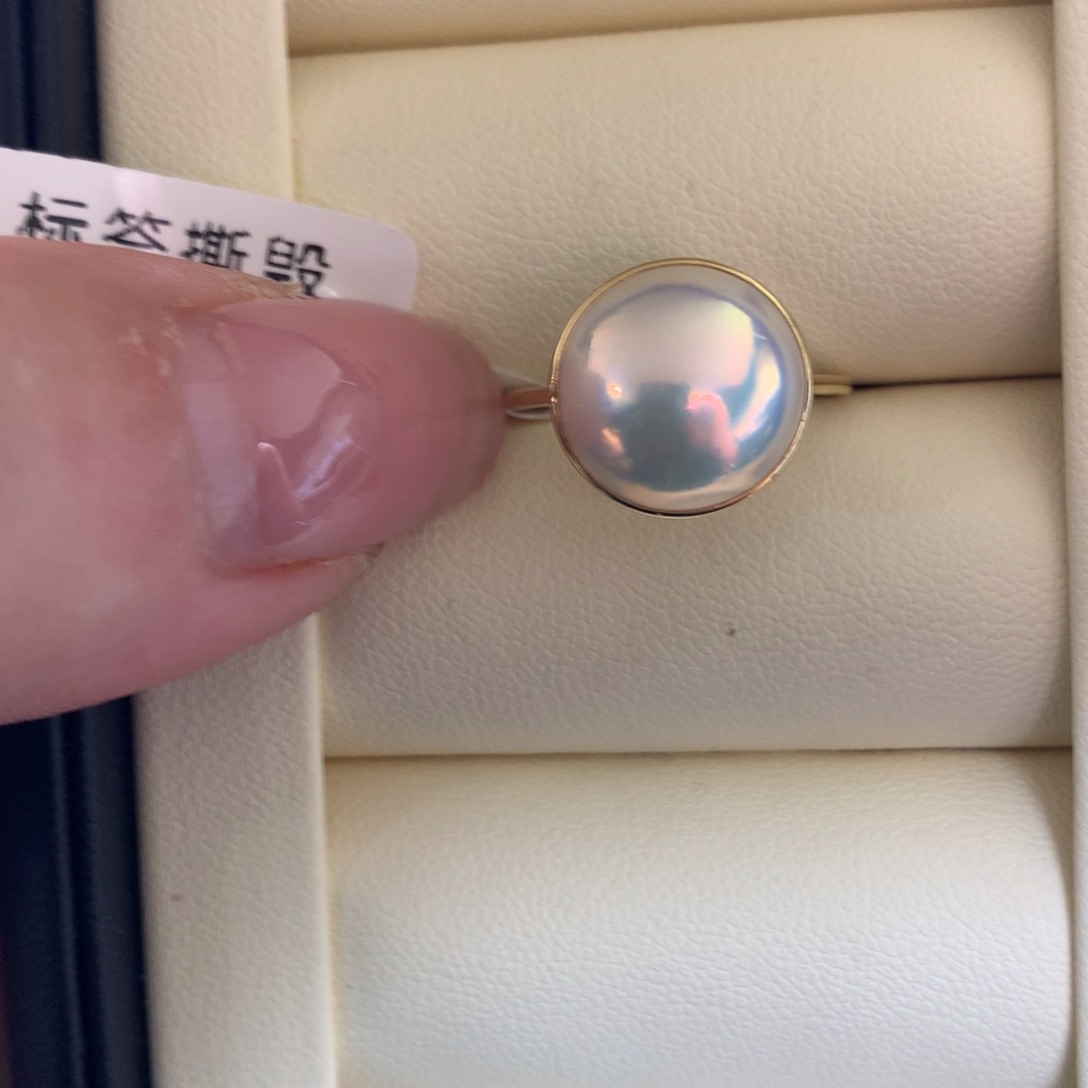 18K金镶嵌拼合珍珠（马贝珠）戒指