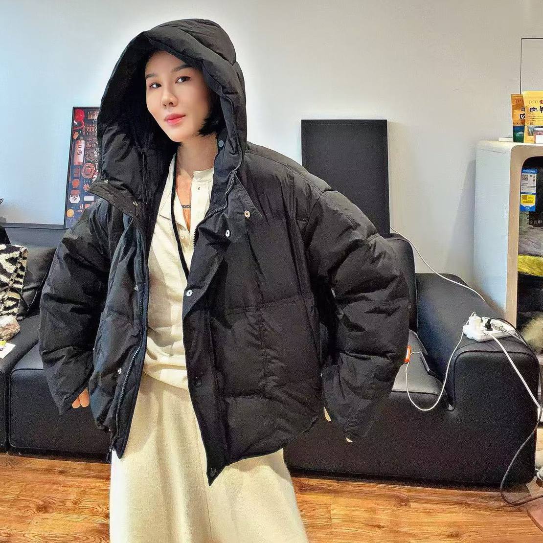 [L•C服饰]26131短款多色加厚休闲保暖连帽白鸭绒外套