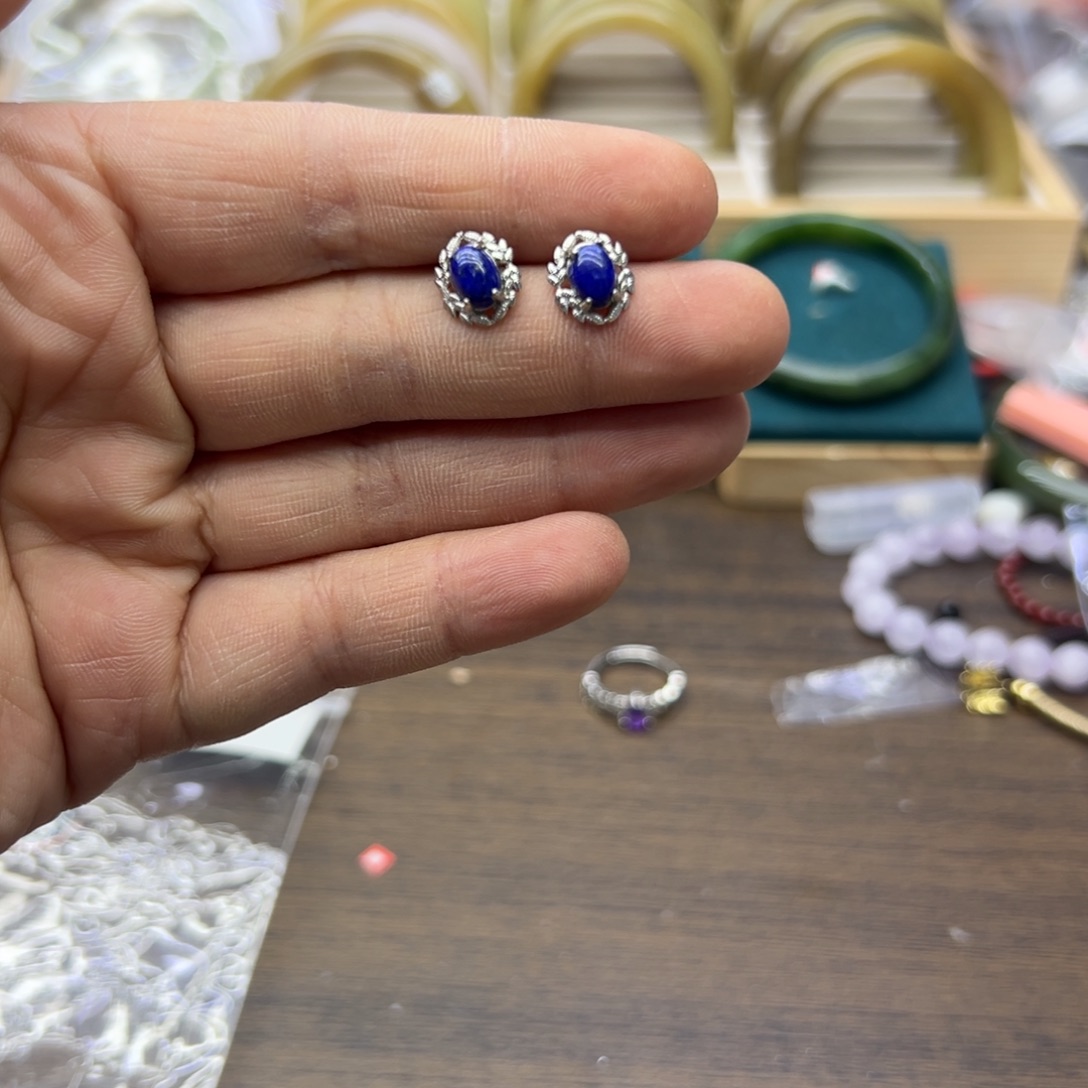 青金石未镶嵌耳饰280