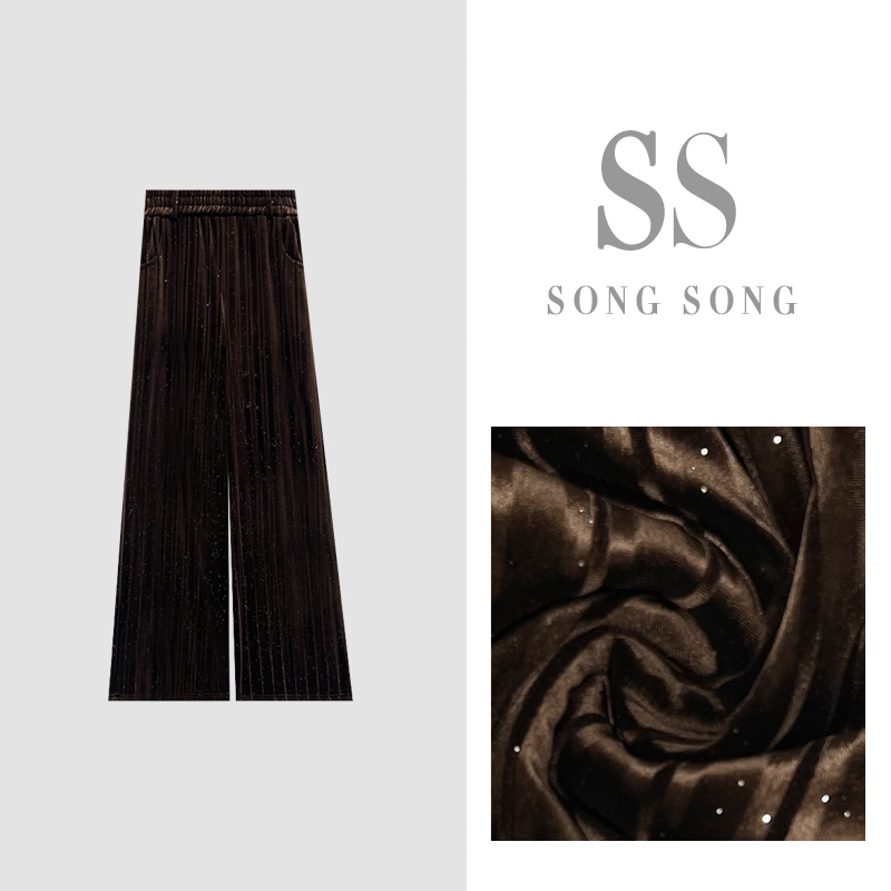 SONG-原创【雾境星空】冬季加厚丝绒纹理感保暖奢华百搭显瘦长裤