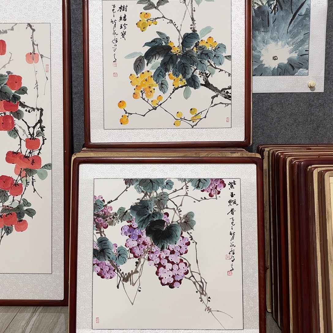 国画书画作品带框63×63