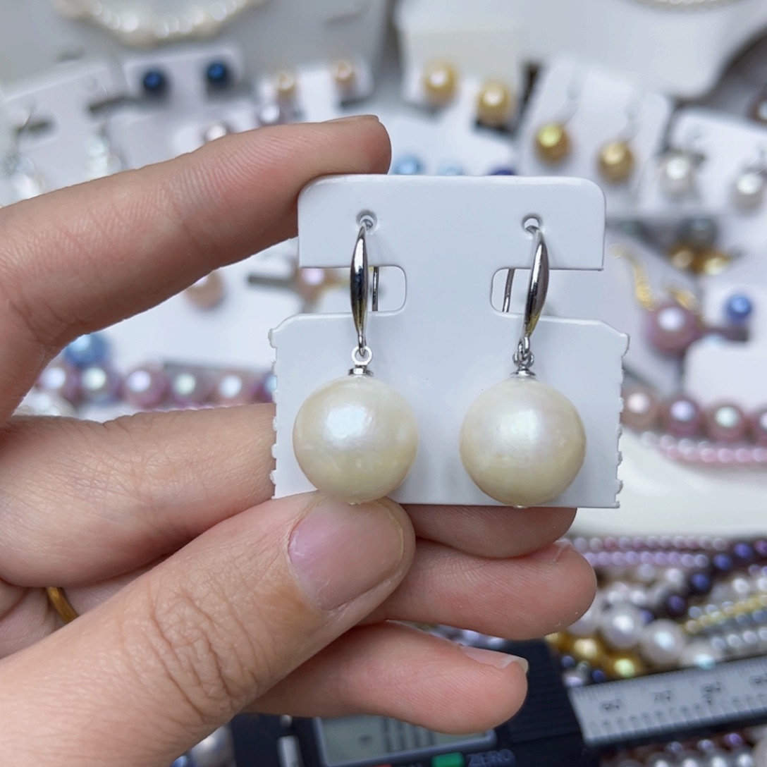 淡水珍珠耳饰银S925镶嵌