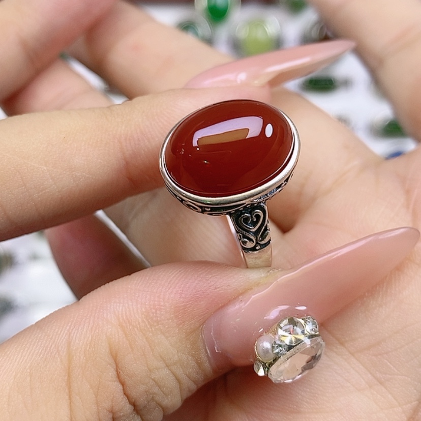 【闪购商品】银S925镶嵌戒指玛瑙/玉髓