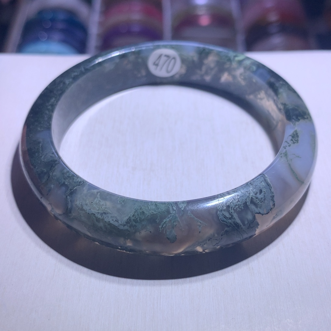 水晶银S925镶嵌手镯水草玛瑙60.3圈470